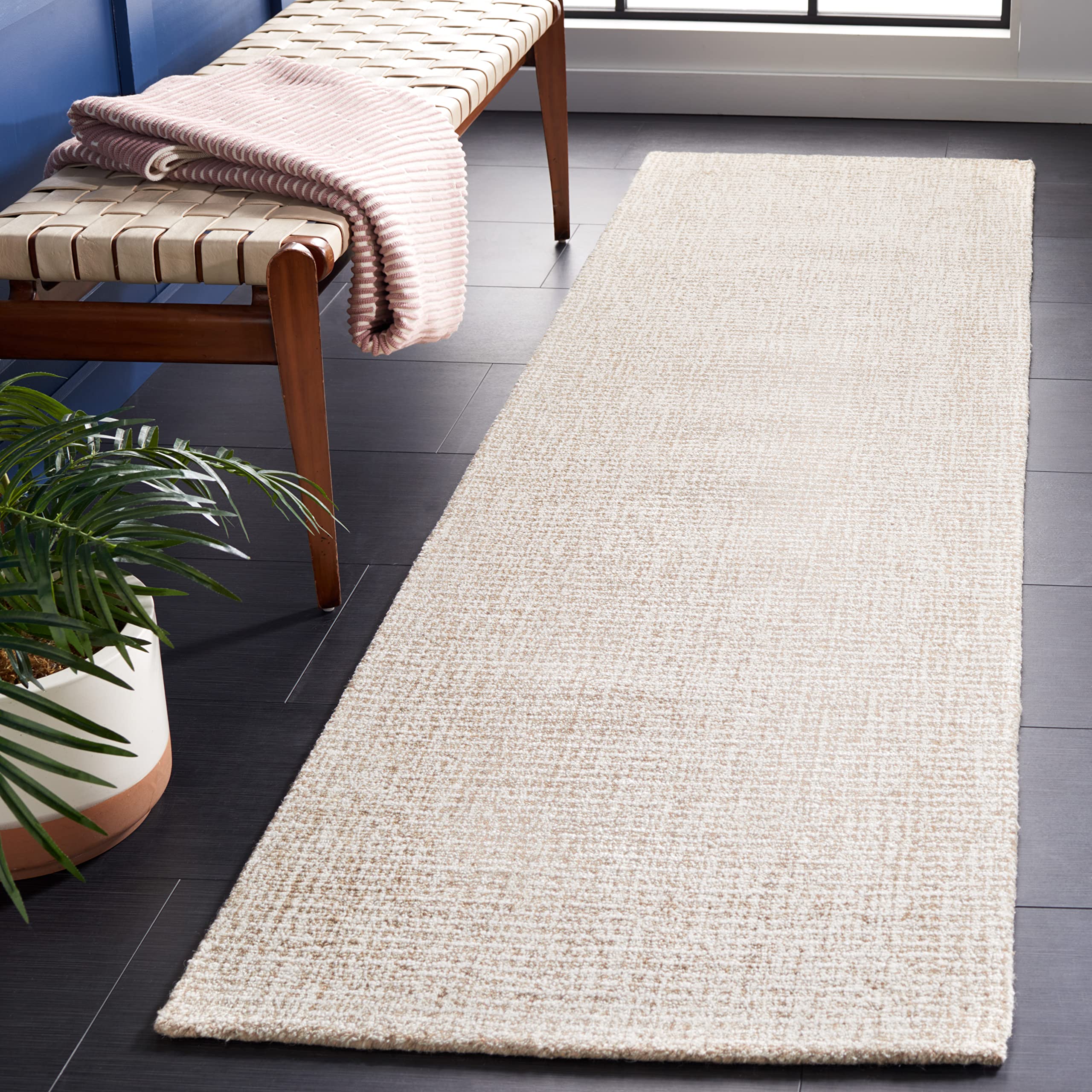 Safavieh Abstract Collection Runner Rug - 2'3'' x 6', Ivory & Grey, Handmade Wool, Ideal for High Traffic Areas in Living Room,